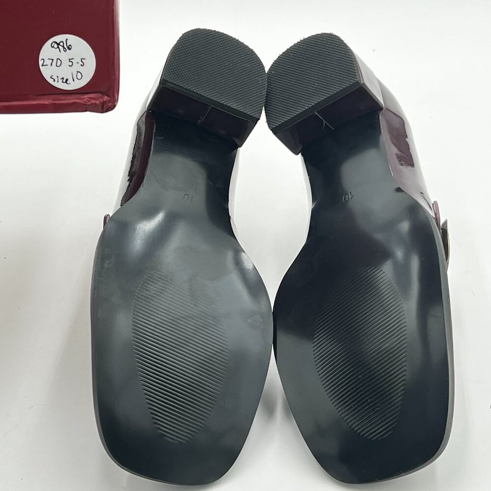 Brown Women Low Platfrom Square Toe Penny Chunky Low Heel Buckle Strap Loafers - Picture 5 of 5